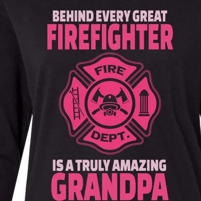 Firefighter Grandpa Support Of Granddaughter Grandson Gift Womens Cotton Relaxed Long Sleeve T-Shirt