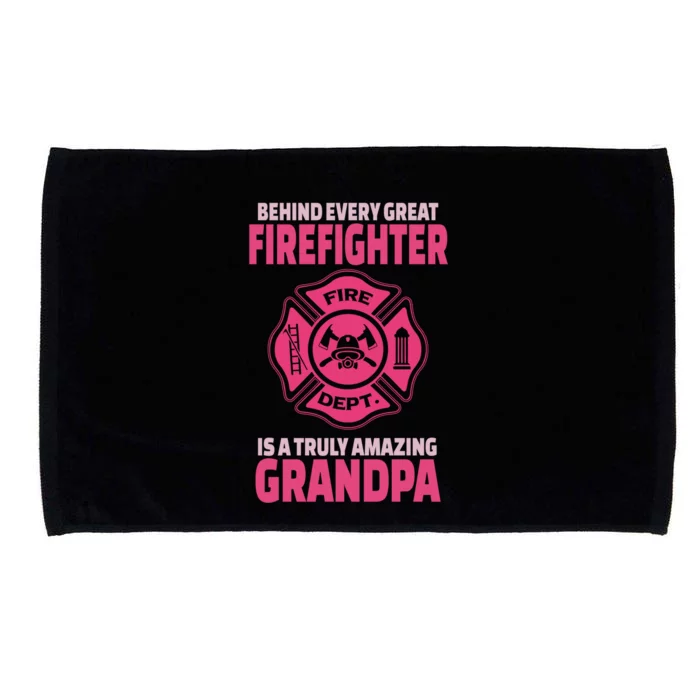 Firefighter Grandpa Support Of Granddaughter Grandson Gift Microfiber Hand Towel