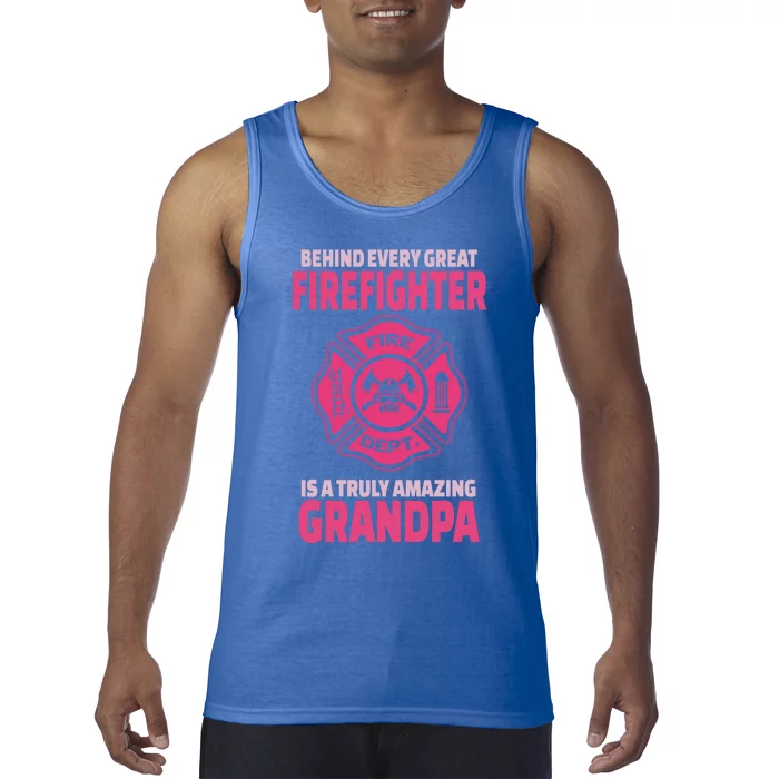 Firefighter Grandpa Support Of Granddaughter Grandson Gift Tank Top