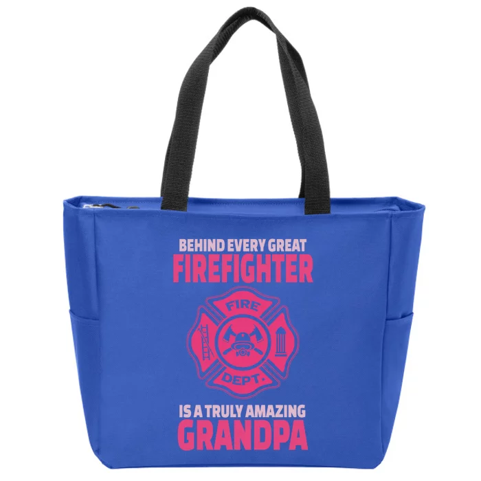 Firefighter Grandpa Support Of Granddaughter Grandson Gift Zip Tote Bag