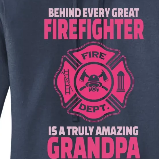 Firefighter Grandpa Support Of Granddaughter Grandson Gift Women's Pullover Hoodie