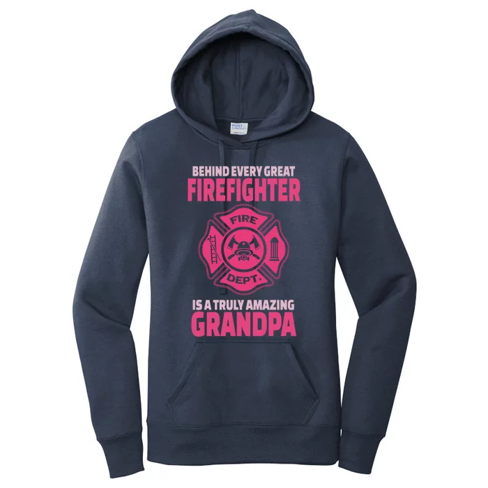 Firefighter Grandpa Support Of Granddaughter Grandson Gift Women's Pullover Hoodie