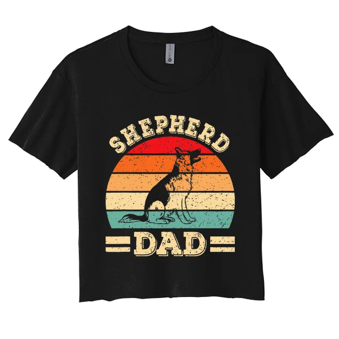 Funny German Shepherd Dad Print Dog Vintage Retro Women's Crop Top Tee