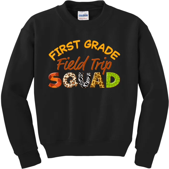 First Grade Students School Zoo Field Trip Squad Matching Kids Sweatshirt