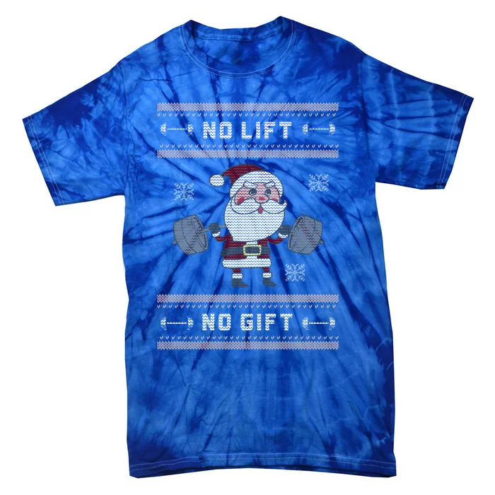 Funny Gym Santa Lifting Weight Ugly Christmas Sweater Gift Tie-Dye T-Shirt