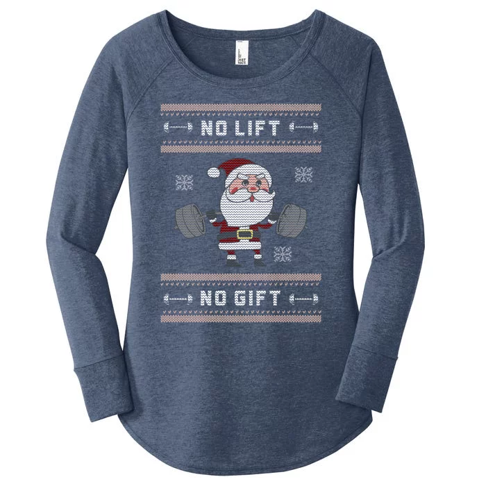 Funny Gym Santa Lifting Weight Ugly Christmas Sweater Gift Women's Perfect Tri Tunic Long Sleeve Shirt