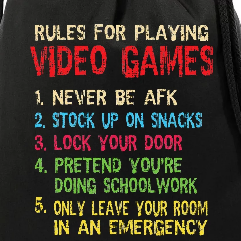 Funny Gamer Saying Rules For Playing Video Games Drawstring Bag