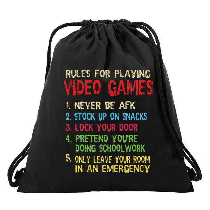 Funny Gamer Saying Rules For Playing Video Games Drawstring Bag