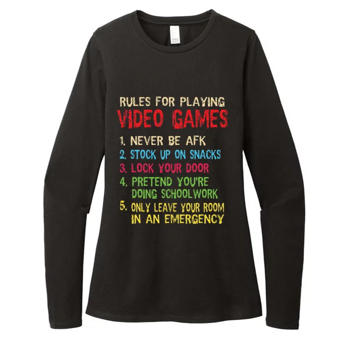 Funny Gamer Saying Rules For Playing Video Games Womens CVC Long Sleeve Shirt