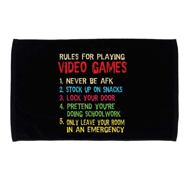 Funny Gamer Saying Rules For Playing Video Games Microfiber Hand Towel