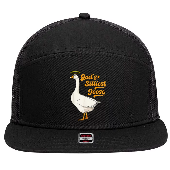 Funny GodS Silliest Goose Funny 7 Panel Mesh Trucker Snapback Hat