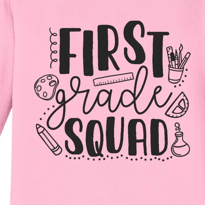 First Grade Squad Teacher Baby Long Sleeve Bodysuit