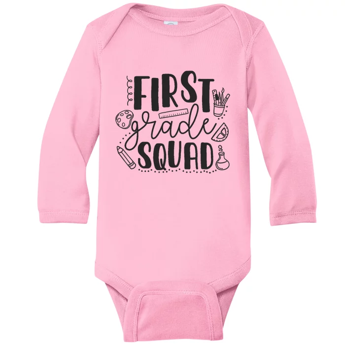 First Grade Squad Teacher Baby Long Sleeve Bodysuit