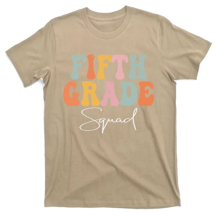 Fifth Grade Squad Retro Groovy Vintage First Day Of School T-Shirt