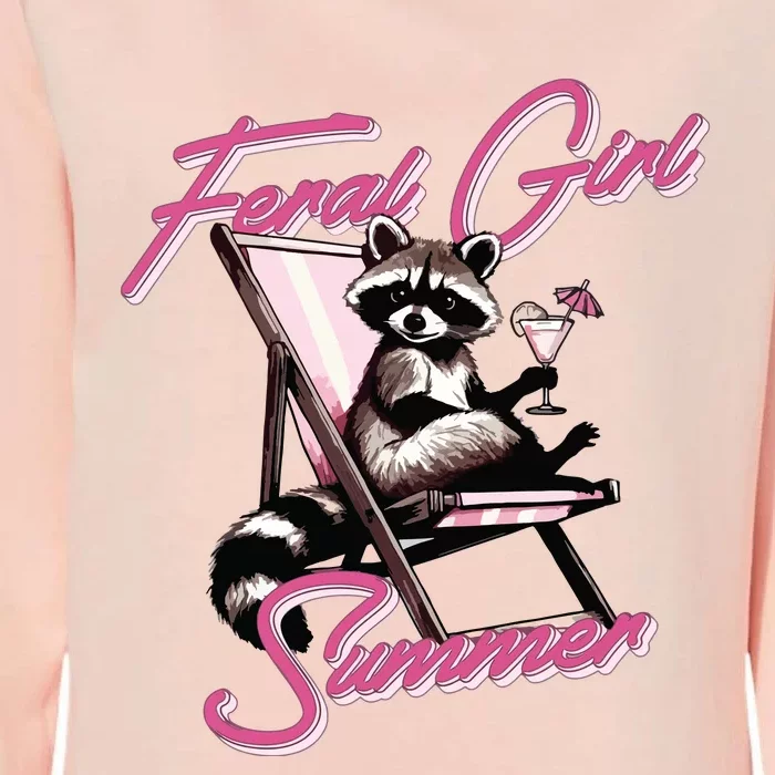 Feral Girl Summer Raccoon Womens California Wash Sweatshirt