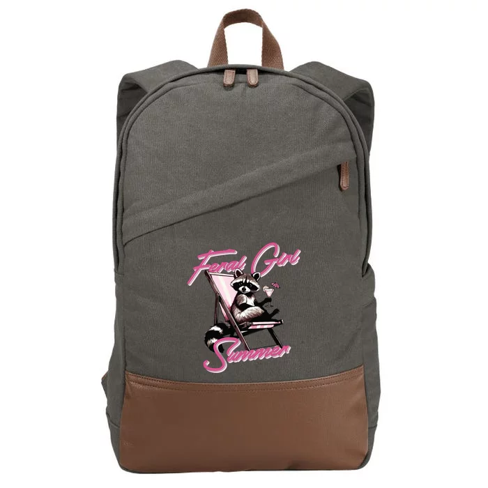 Feral Girl Summer Raccoon Cotton Canvas Backpack