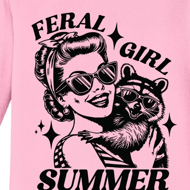 Feral Girl Summer Funny Feral Girl Summer Baby Long Sleeve Bodysuit