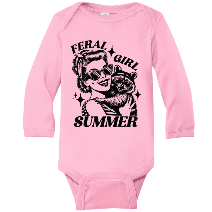 Feral Girl Summer Funny Feral Girl Summer Baby Long Sleeve Bodysuit