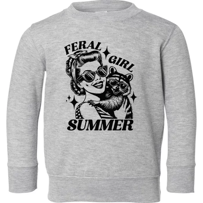 Feral Girl Summer Funny Feral Girl Summer Toddler Sweatshirt