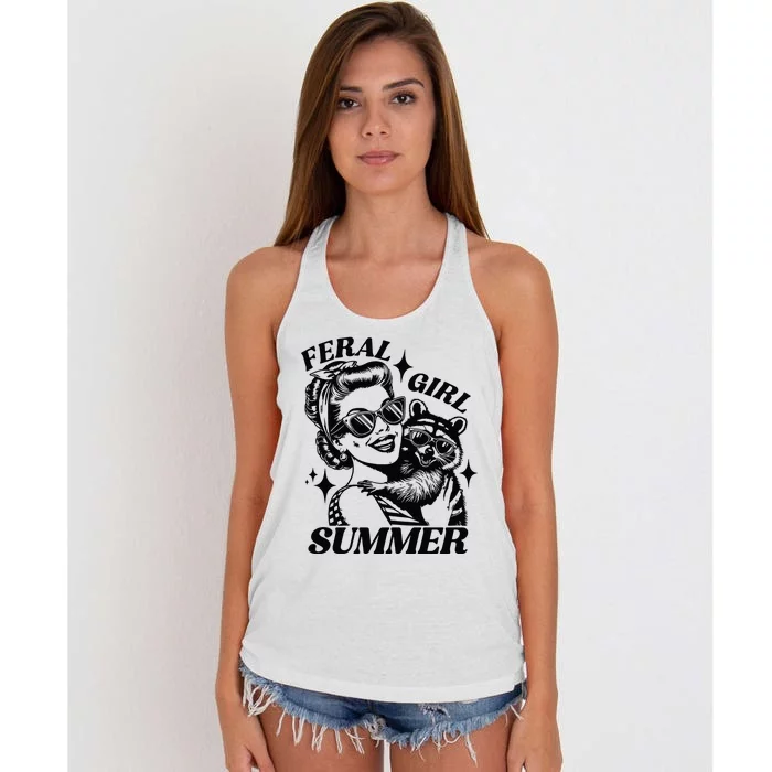 Feral Girl Summer Funny Feral Girl Summer Women's Knotted Racerback Tank