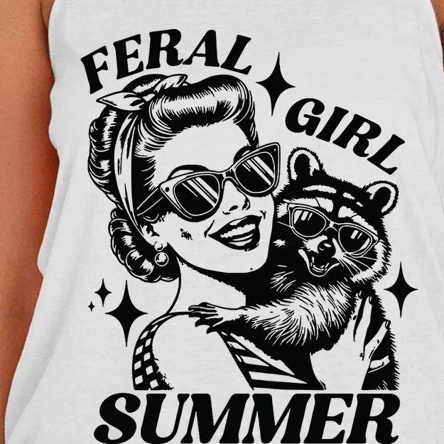 Feral Girl Summer Funny Feral Girl Summer Women's Knotted Racerback Tank