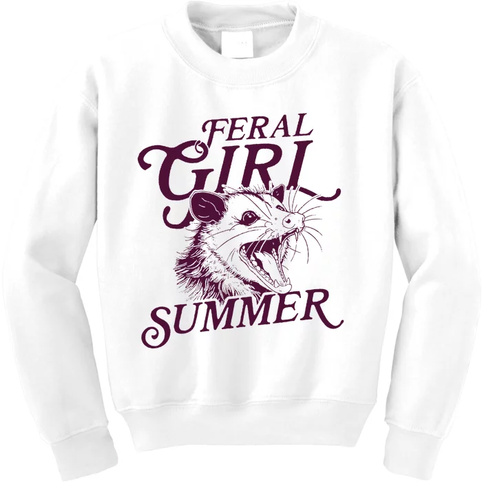 Feral Girl Summer Opossum Kids Sweatshirt