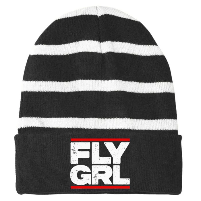 Fly Grl Survival Of The Thickest Mavis Beamont Striped Beanie with Solid Band