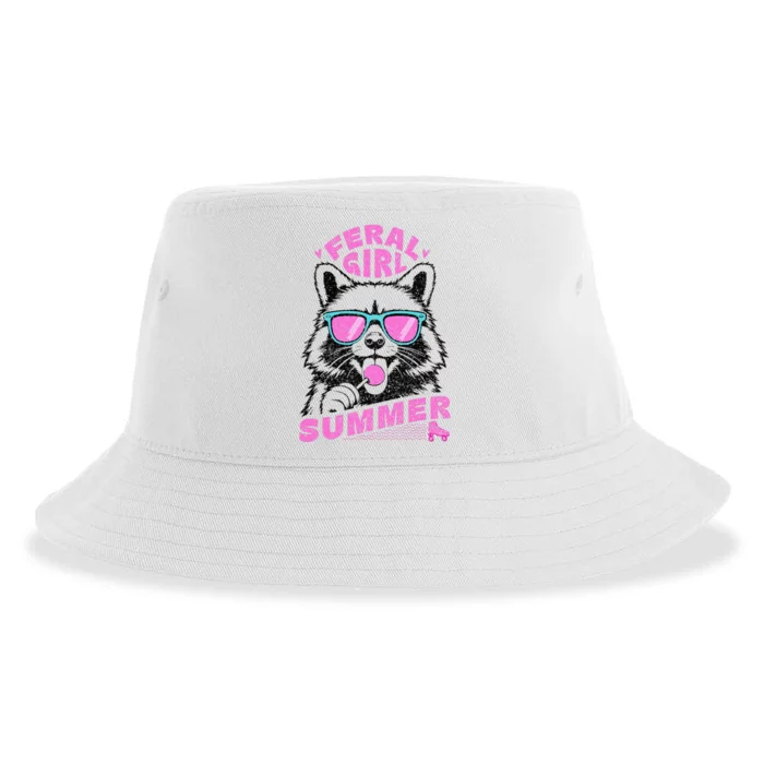 Feral Girl Summer Raccoon Vintage Sustainable Bucket Hat