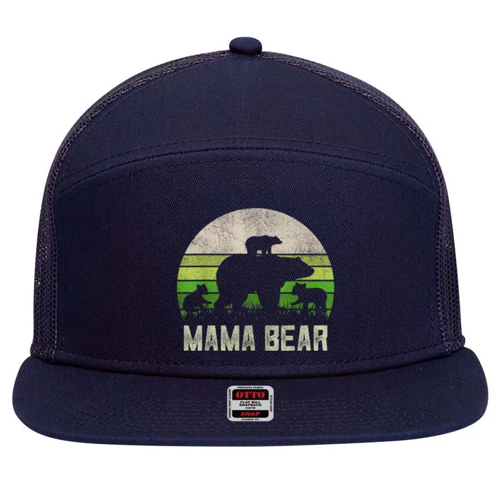 Funny Grandma Shirts From Grandkid, 3 Cubs Mama Bear Vintage 7 Panel Mesh Trucker Snapback Hat