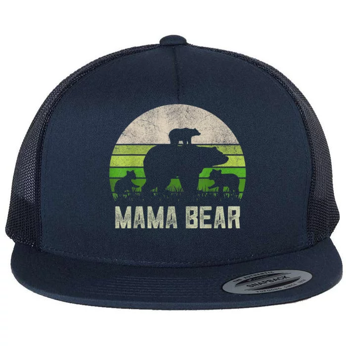 Funny Grandma Shirts From Grandkid, 3 Cubs Mama Bear Vintage Flat Bill Trucker Hat