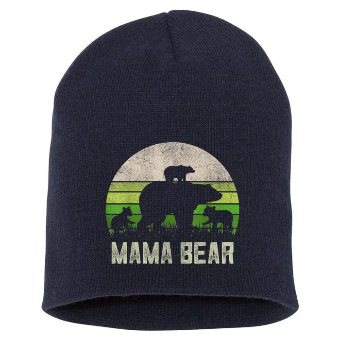 Funny Grandma Shirts From Grandkid, 3 Cubs Mama Bear Vintage Short Acrylic Beanie