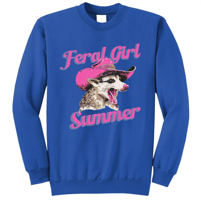 Feral Girl Summer Retro Possum Tall Sweatshirt