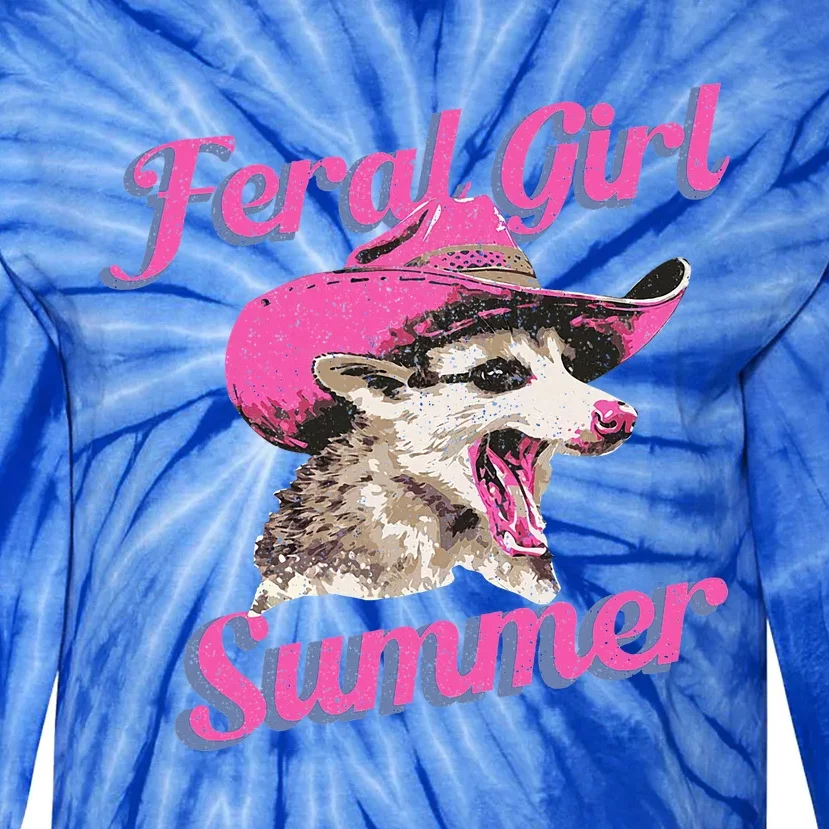 Feral Girl Summer Retro Possum Tie-Dye Long Sleeve Shirt