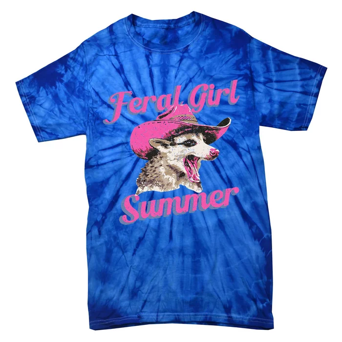 Feral Girl Summer Retro Possum Tie-Dye T-Shirt