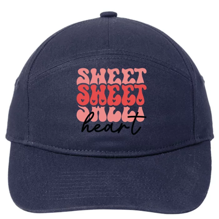 Funny Groovy Sweet Heart Retro Valentine's Day Gift 7-Panel Snapback Hat