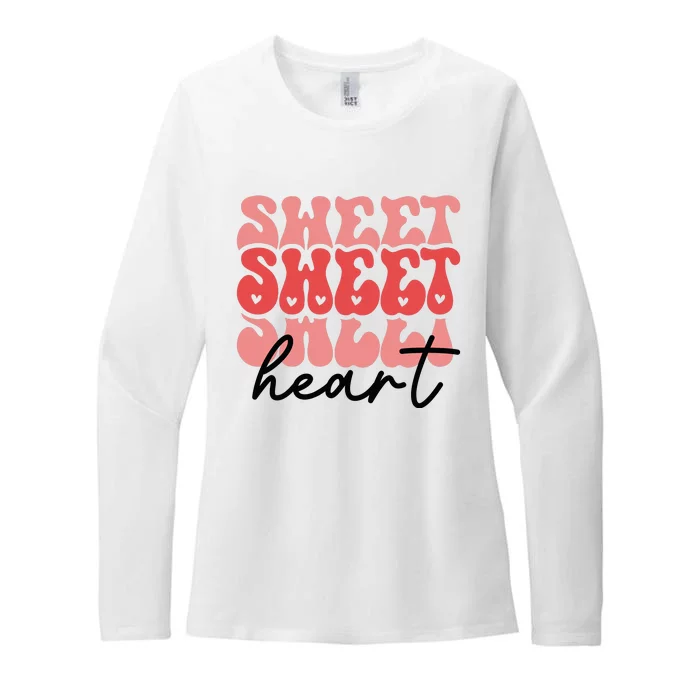 Funny Groovy Sweet Heart Retro Valentine's Day Gift Womens CVC Long Sleeve Shirt