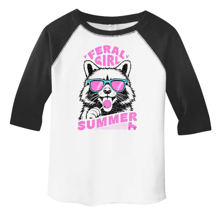 Feral Girl Summer Raccoon Vintage Toddler Fine Jersey T-Shirt