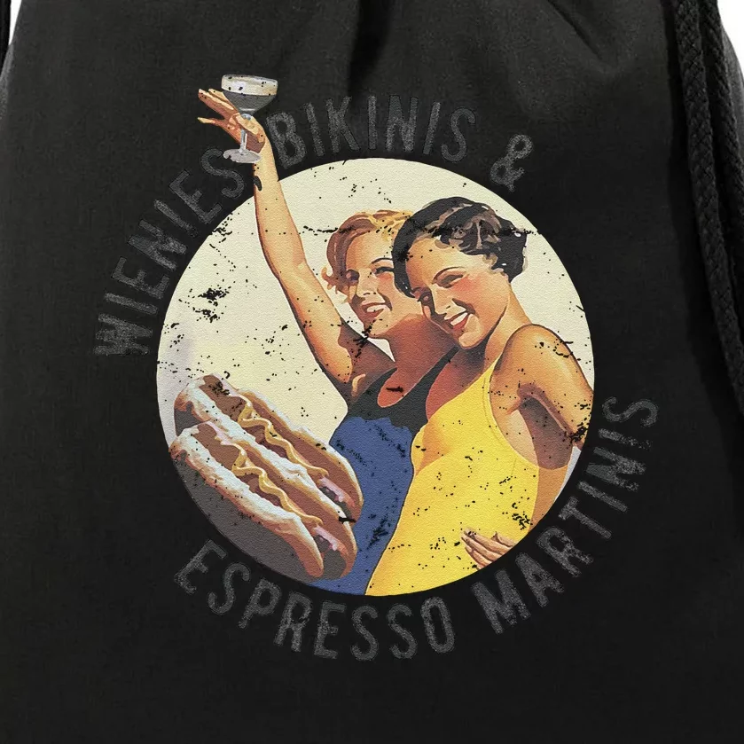 Fun Girl Summer Essentials Wienies Bikinis Espresso Martinis Drawstring Bag