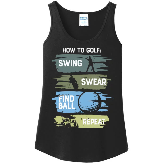 Funny Golf Swing Swear Findball Repeat Ladies Essential Tank