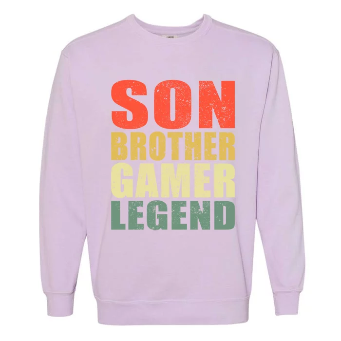 Funny Gaming Son Brother Gamer Legend Retro Gift Garment-Dyed Sweatshirt