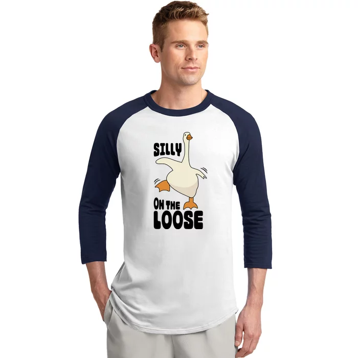 Funny Goose Saying Silly Goose On The Loose Baseball Sleeve Shirt