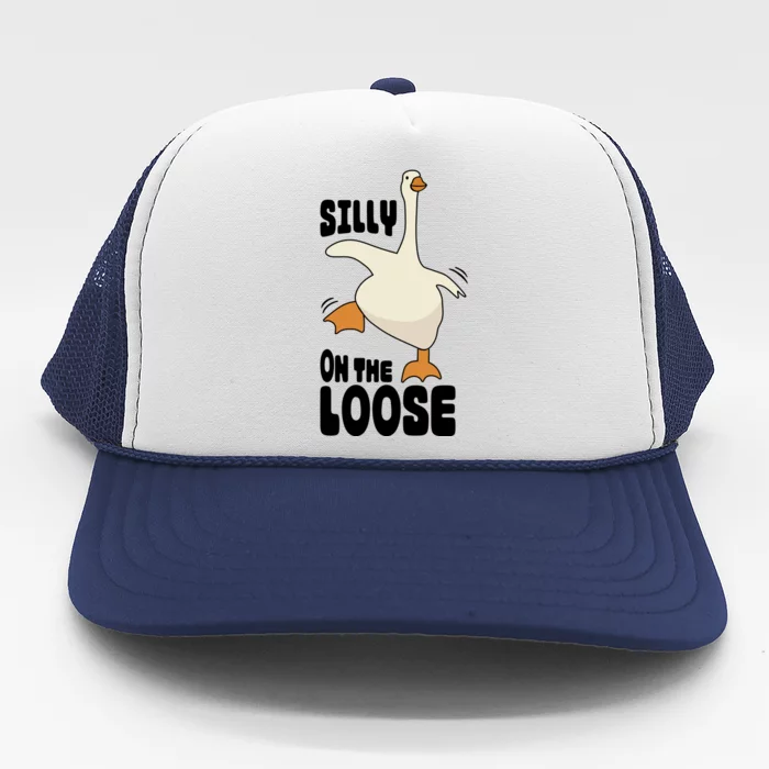 Funny Goose Saying Silly Goose On The Loose Trucker Hat