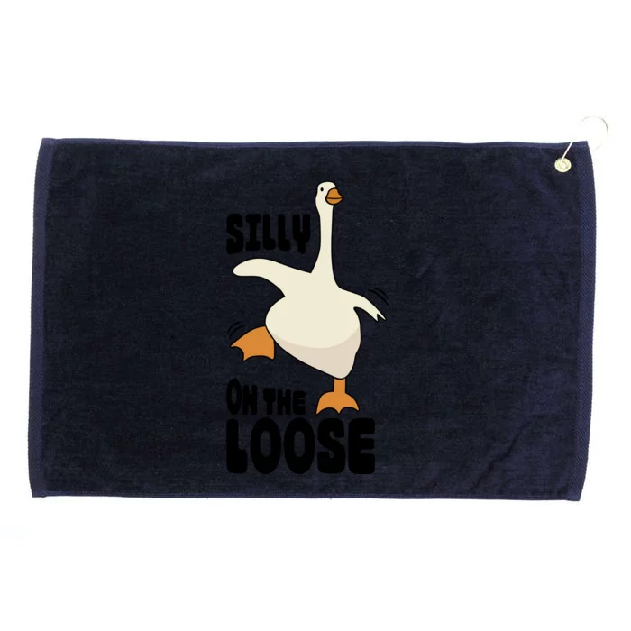 Funny Goose Saying Silly Goose On The Loose Grommeted Golf Towel