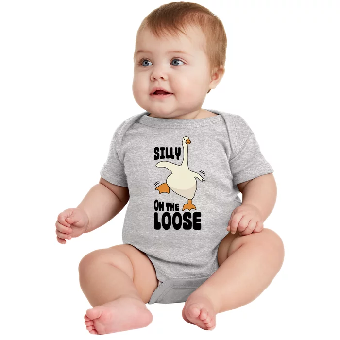 Funny Goose Saying Silly Goose On The Loose Baby Bodysuit