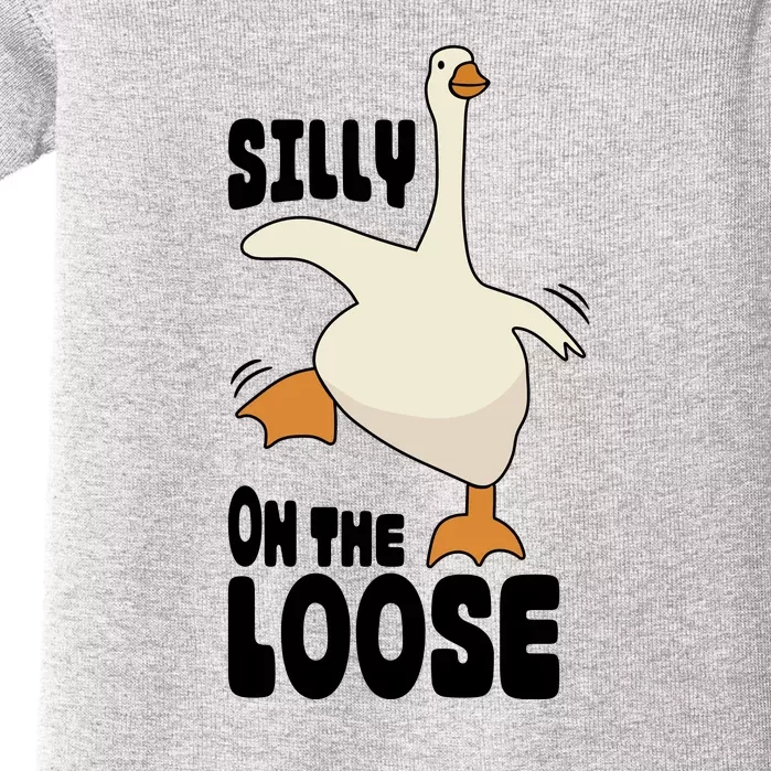 Funny Goose Saying Silly Goose On The Loose Baby Bodysuit