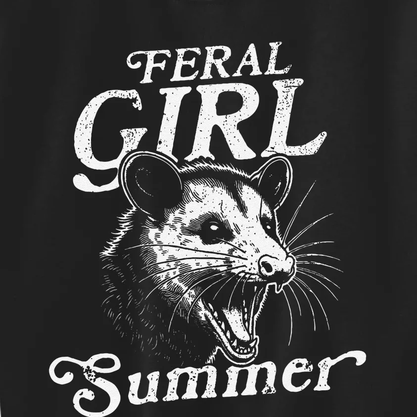 Feral Girl Summer Opossum Gift Kids Sweatshirt