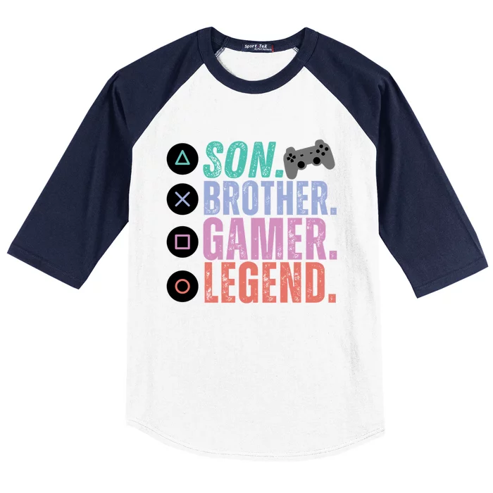 Funny Gaming Son Brother Gamer Legend Baseball Sleeve Shirt