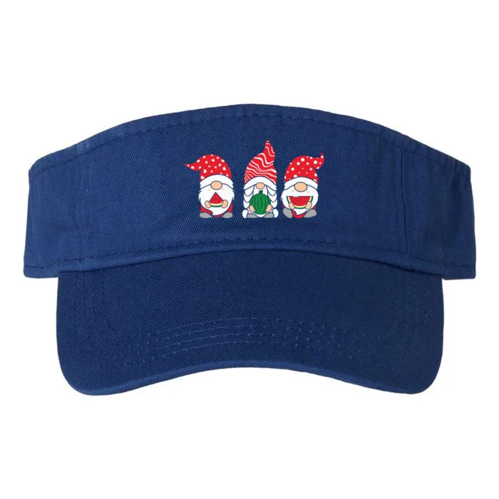 Funny Gnomes Summer Watermelon Xmas Lights Christmas In July Gift Valucap Bio-Washed Visor