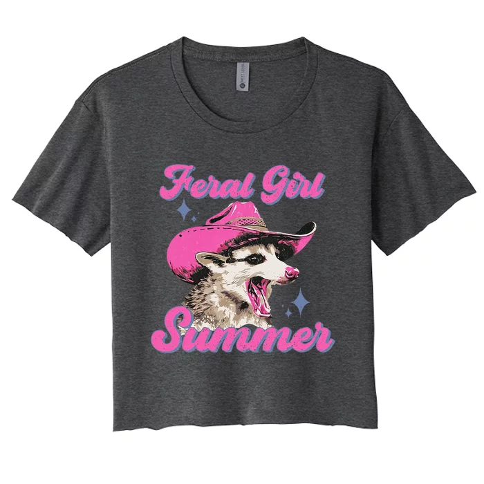 Feral Girl Summer Opossum Women's Crop Top Tee