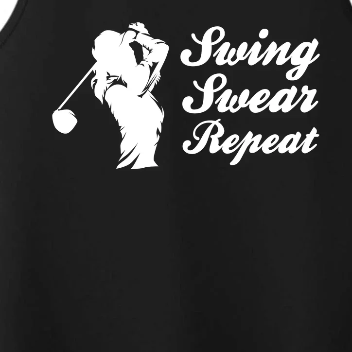 Funny Golf Swing Swear Repeat Female Golfer Version Performance Tank